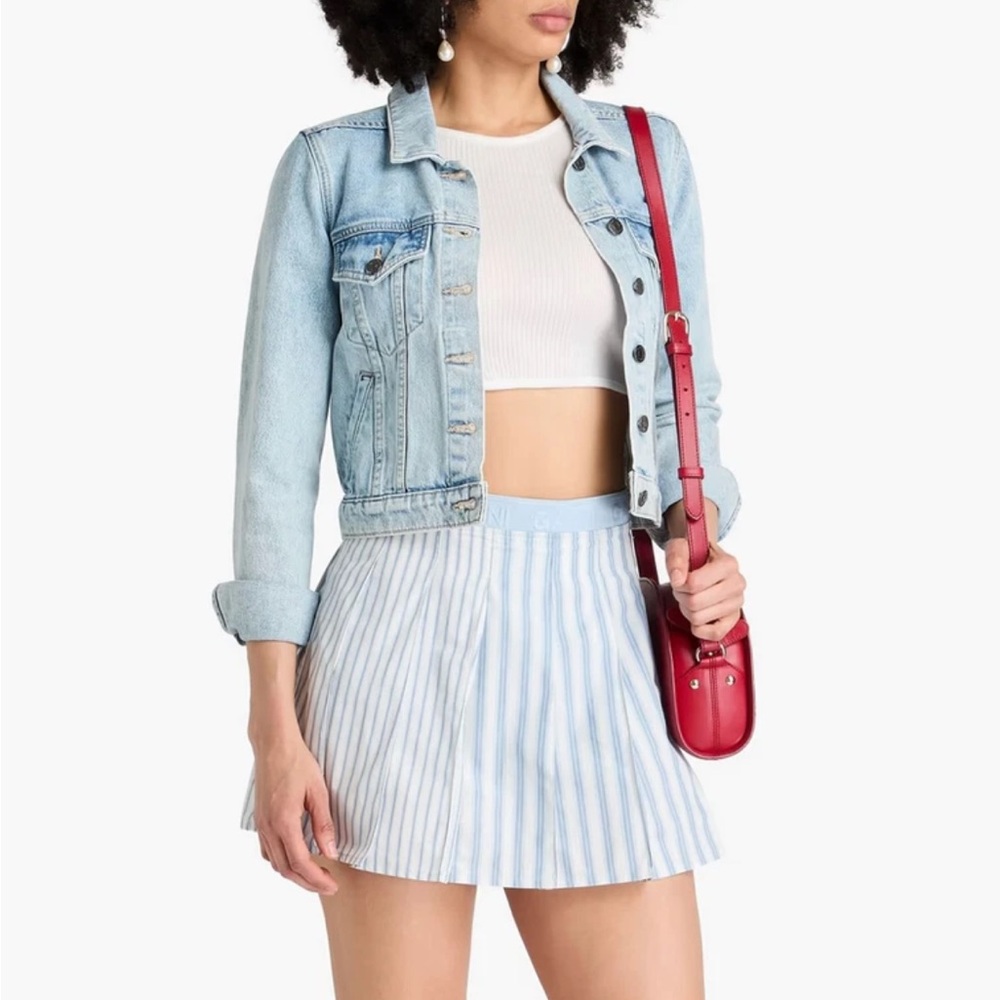 GANNI Stripe Pleated Miniskirt